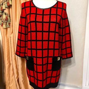 NWT Mudpie Red and Black Windowpane Sweater Tunic
